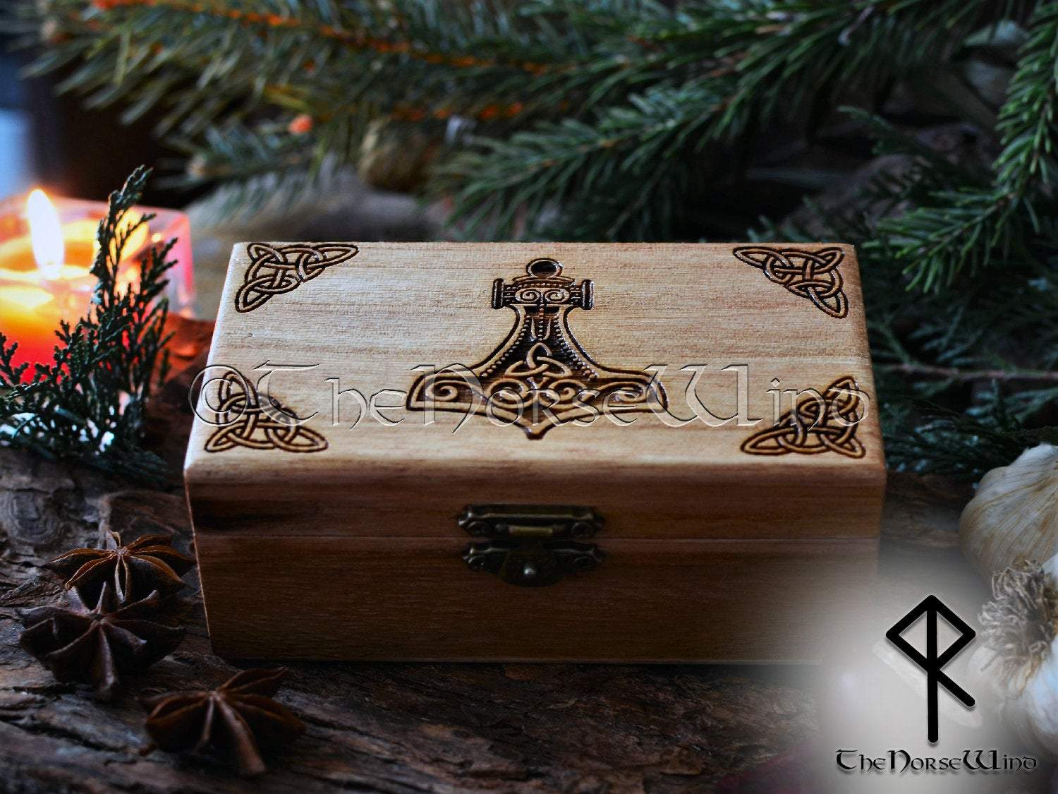 Thor's Hammer Mjolnir Box, Tarot Box, Norse Runes Box Viking Decor, Norse Mythology, Wicca Keepsake Box, Jewelry Box, Wiccan Altar, Pagan TheNorseWind