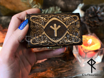 Viking Ravens Rune Box, Carved Wooden Chest Rune in Your Choice TheNorseWind