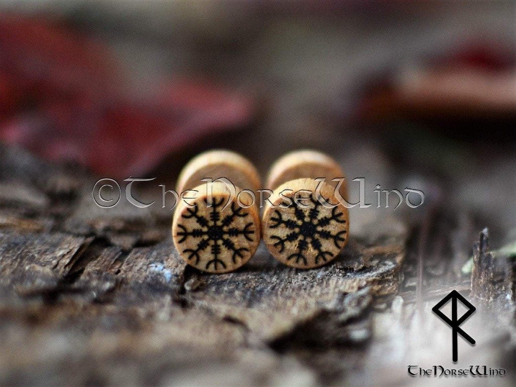 Remy Rune Plug Helm of Awe Fake Gauge Earrings | Aegishjalmur Viking Runes Plugs 10mm ...