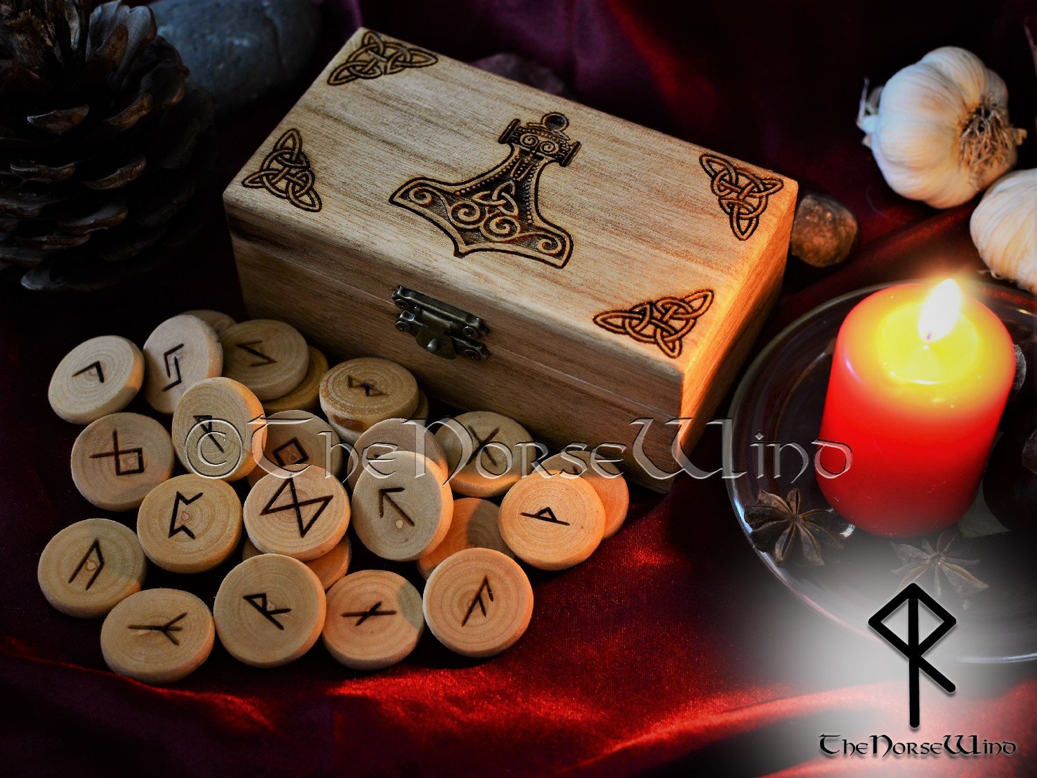 Viking Rune Set with Thor's Hammer Mjolnir Norse Box - TheNorseWind