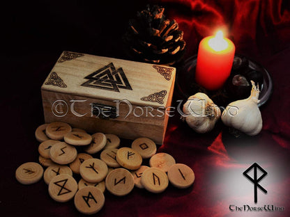Viking Rune Set + Valknut Altar Box TheNorseWind