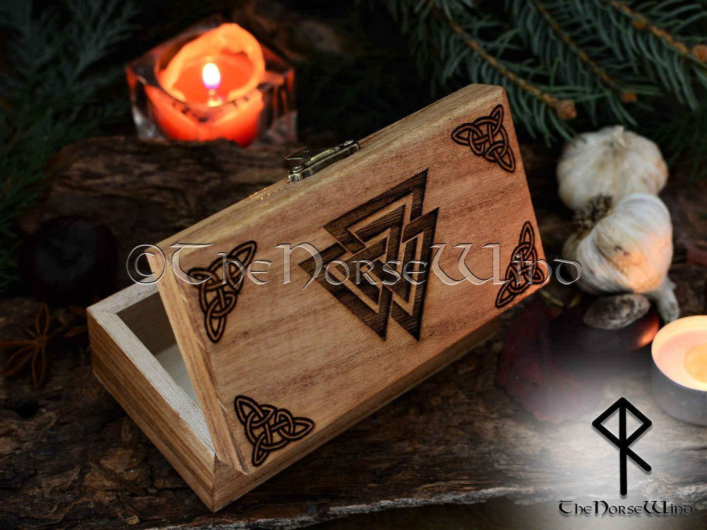 Viking Rune Set + Valknut Altar Box TheNorseWind