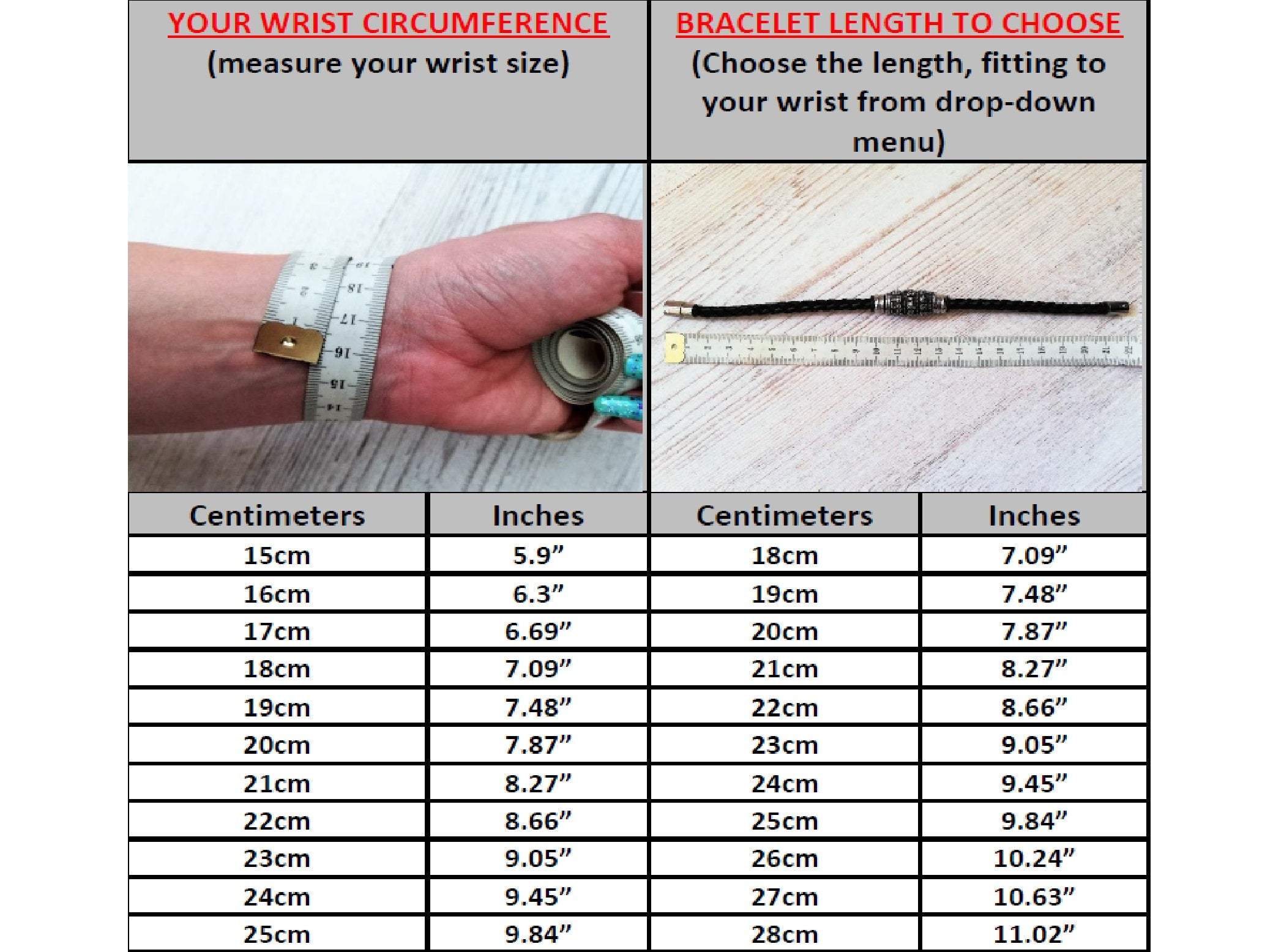 Bracelet Size Guide Measure Wrist For Watch Wrist Measurement For