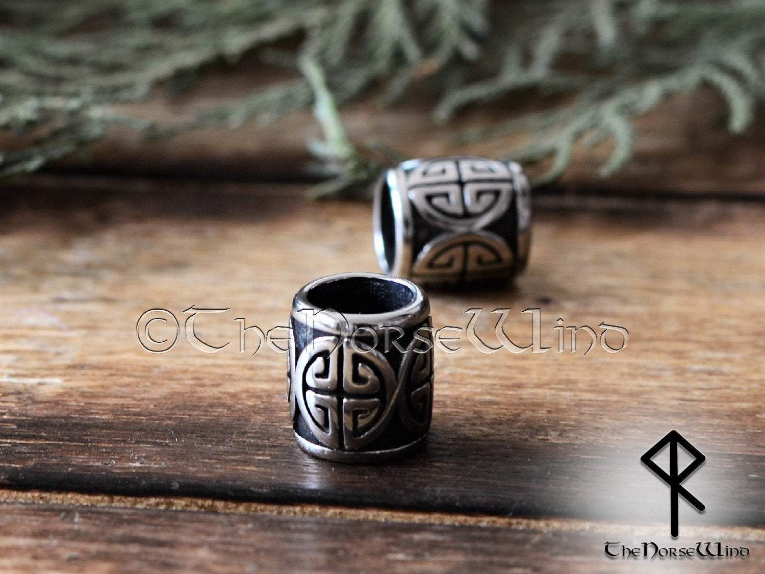 Odin's Ravens Beard Beads, Viking Hair Rings, Stainless Steel / 4mm Hole