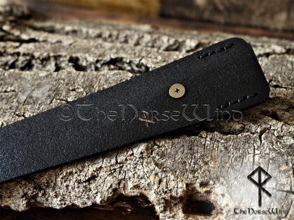 Custom Viking Bracelet - Name in Runes, Black Leather Runes Cuff TheNorseWind