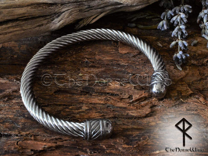Viking Bracelet, Ragnar Arm Ring Steel Torque TheNorseWind