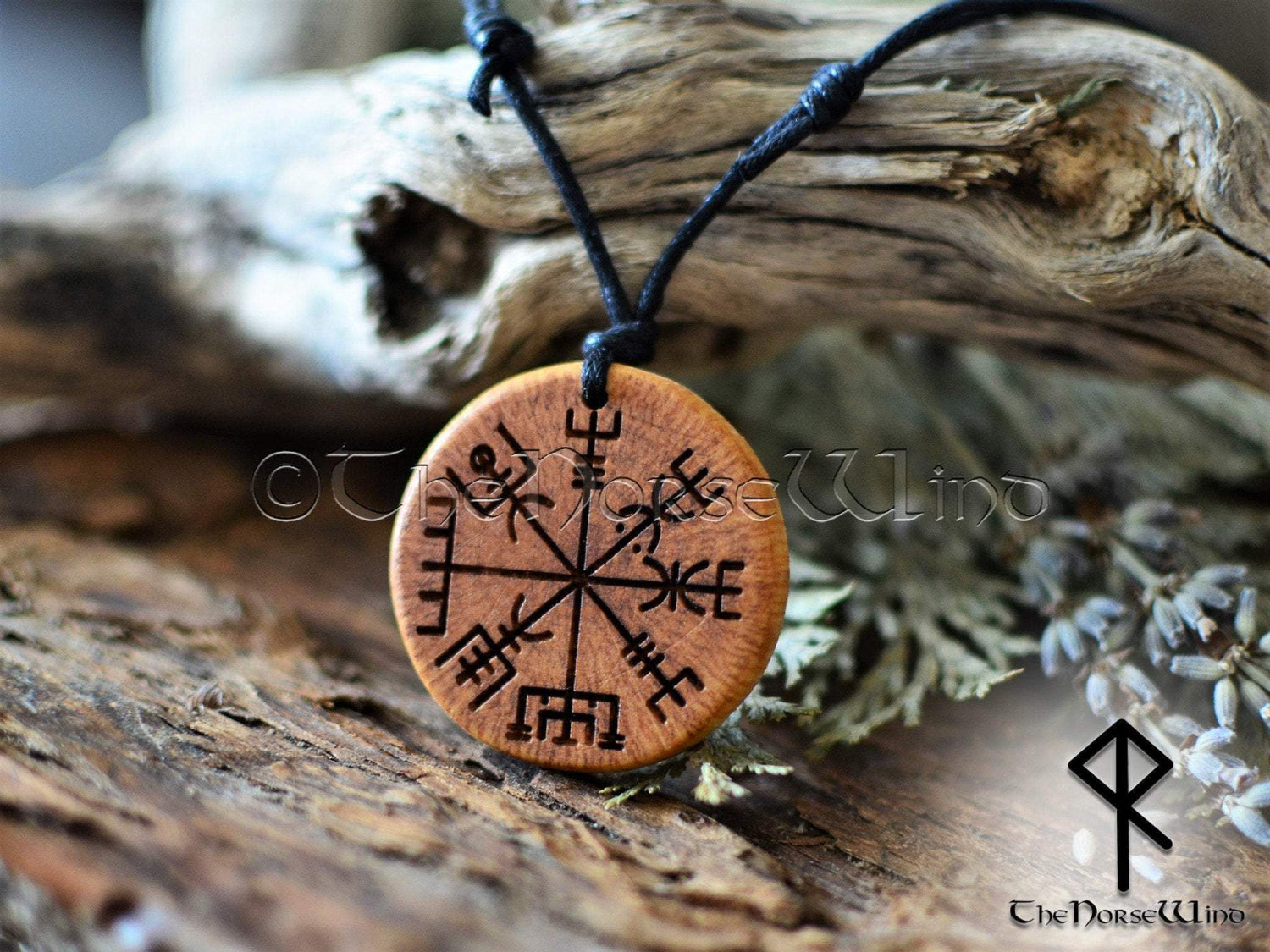 Vegvisir Necklace Viking Compass Pendant Wood Rune Necklace Norse Runes Pendant Viking Amulet Norse Mythology Asatru Viking Jewelry TheNorseWind