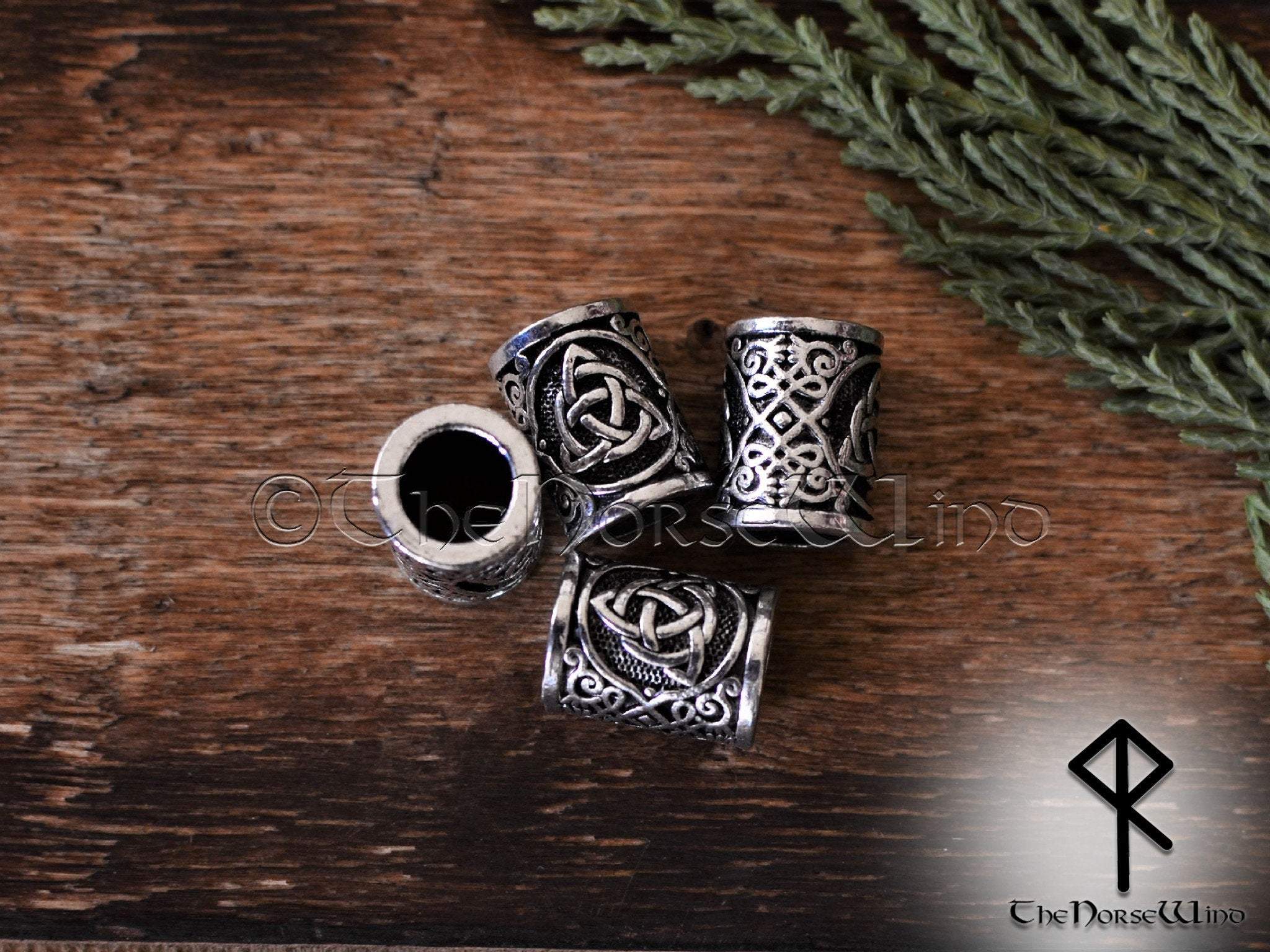 Celtic Knot Beard Beads, Solid Viking Hair Beads, Triquetra TheNorseWind