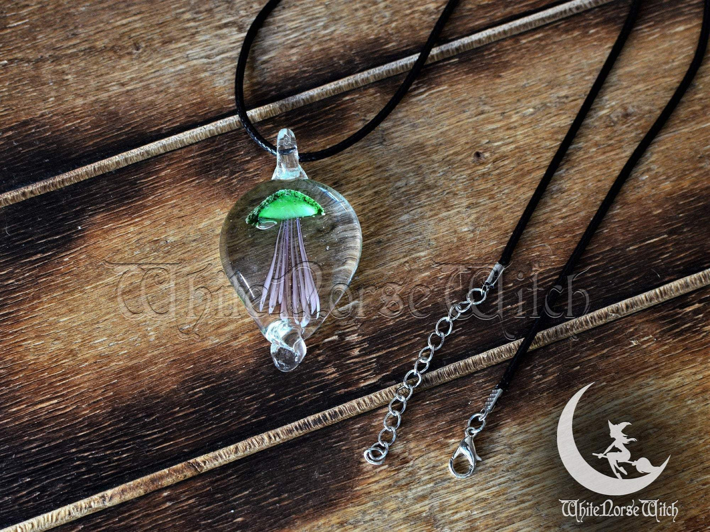 Jellyfish Necklace Mermaid Jewelry, Glowing Jellyfish Pendant, Magical Glow in the Dark Wish Charm, Jelly Fish Witchy Gift TheNorseWind