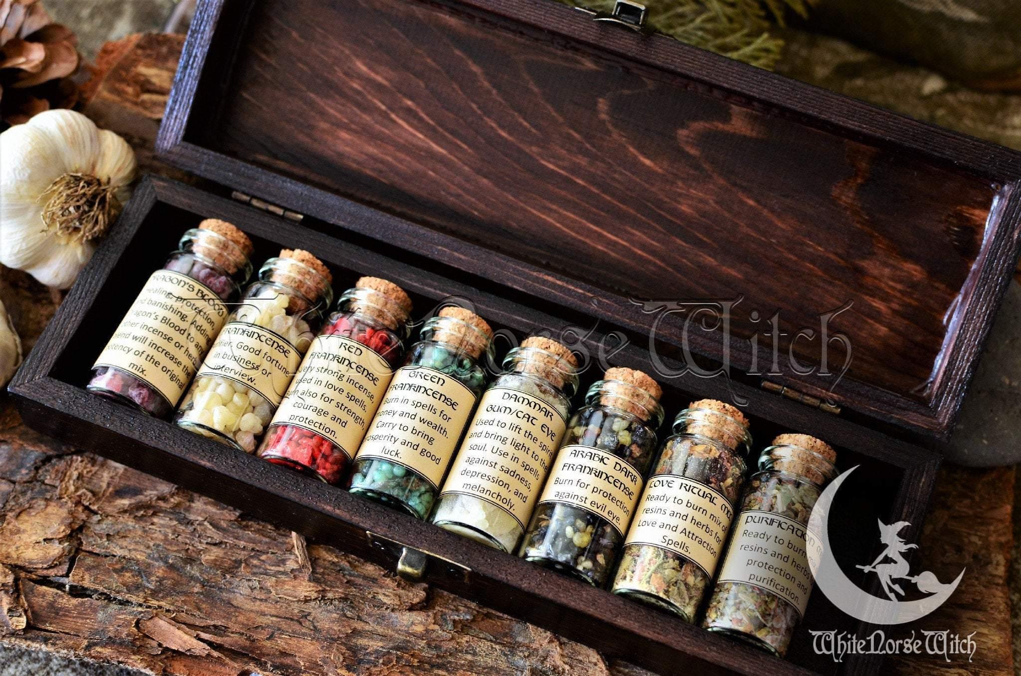 Triple Moon Wiccan Altar Box Kit ~ Herbs ~ Incense ~ Altar Cloth ~ Altar Tile ~ Wicca newest ~ Witch ~ Lavender ~ Black Salt ~ Yarrow ~ Wormwood