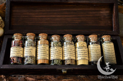 Witchcraft Box Mini Herbs & Crystals Witch Starter Kit, Wicca Box with Magical Herbs Witches Herbal Set, Wiccan Altar Set, Pagan Occult TheNorseWind