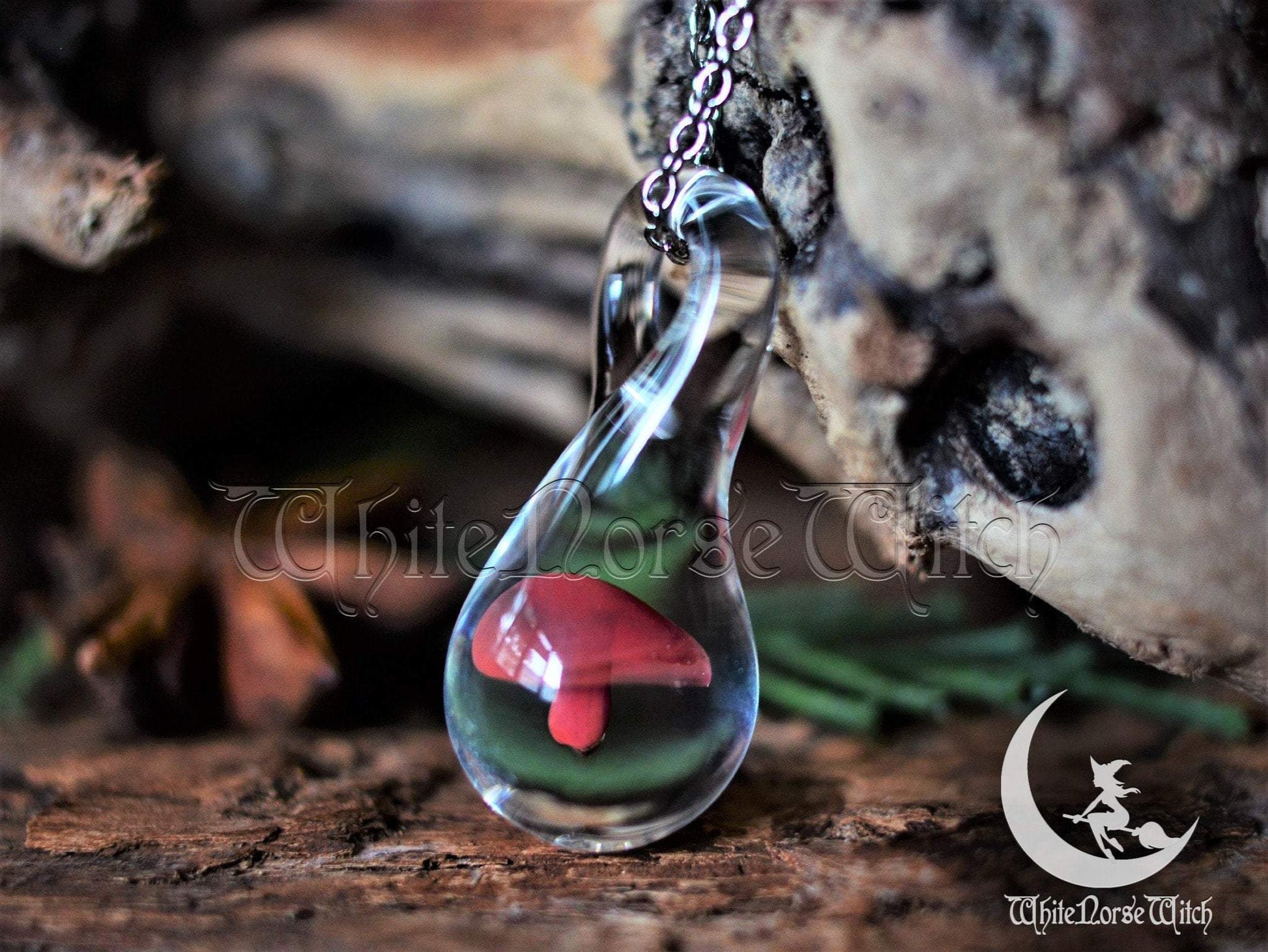Glass Mushroom Necklace, Terrarium Pendant Witch Necklace, Witchy Gift, Witch Jewelry, Wicca TheNorseWind