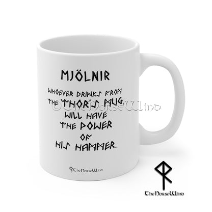 Thor's Hammer Viking Mug, Skål Mug - Mjolnir Coffee Cup- 11oz TheNorseWind