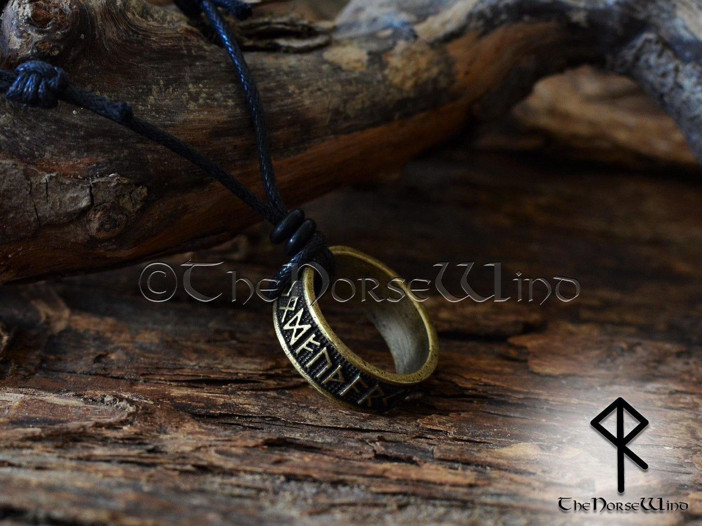 Viking Runes Ring Necklace Silver/Bronze Amulet TheNorseWind
