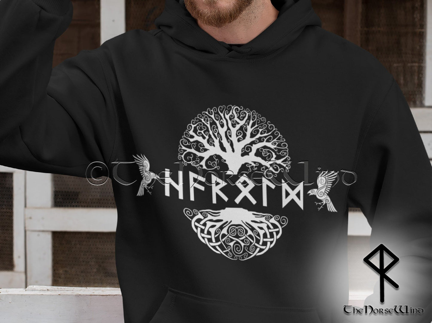 Viking Hoodie Personalized Norse Sweatshirt Name in Runes TheNorseWind
