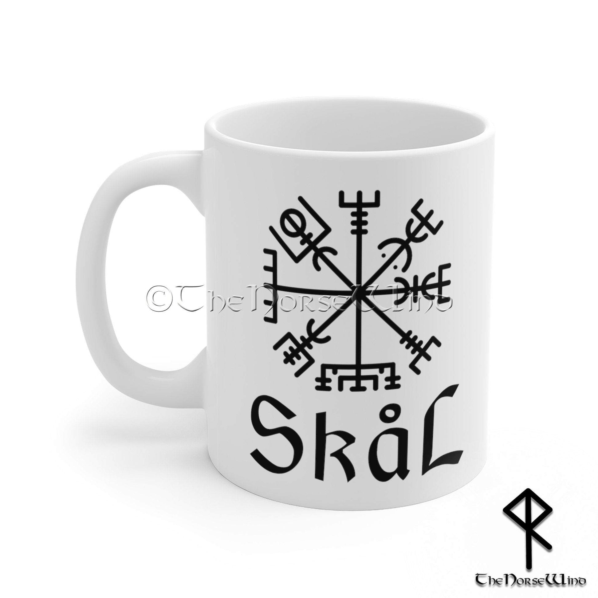 Viking Compass - Vegvisir Mug, Skal Viking Mug, 11oz TheNorseWind