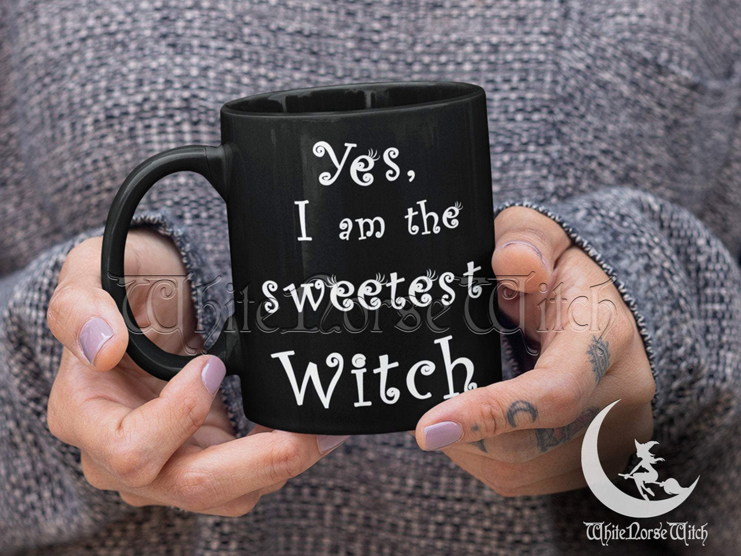 Witch Coffee Mug - The Sweetest Witch, Witchy Gift for Her, Black 11oz TheNorseWind