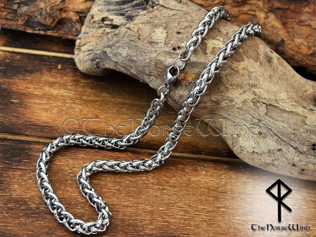 Viking Necklace Stainless Steel Wheat / Spiga Chain for Men & Women - TheNorseWind