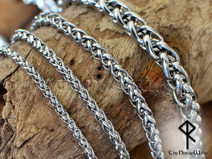 Viking Necklace Stainless Steel Wheat / Spiga Chain for Men & Women - TheNorseWind