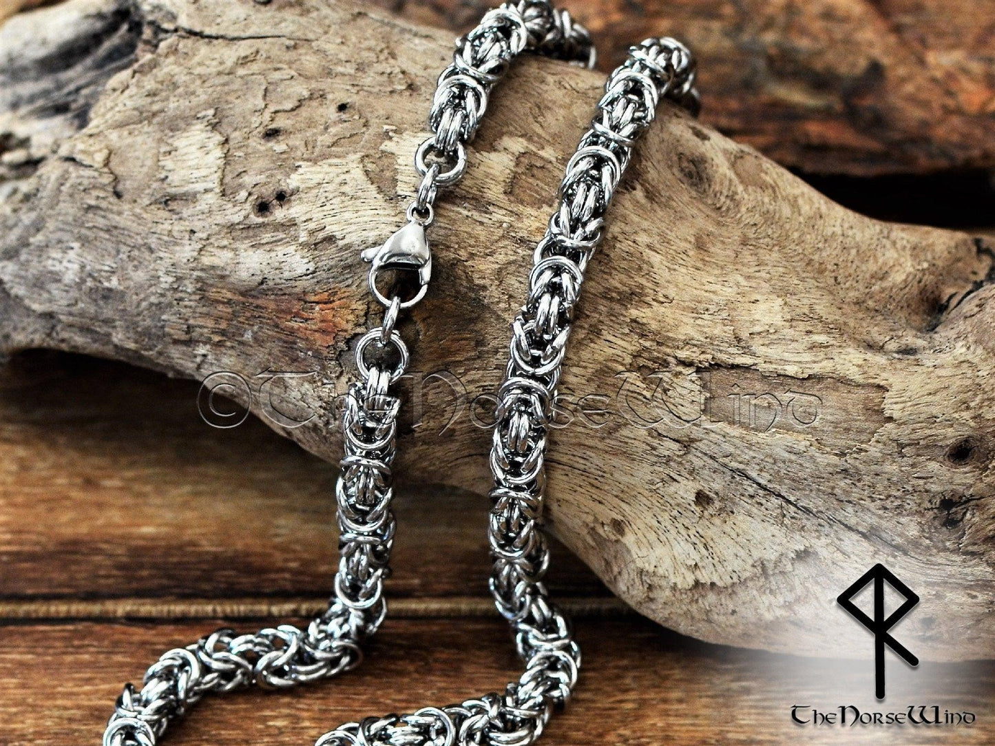 Viking Necklace Solid Byzantine Chain 7mm, Premium Quality Stainless Steel - TheNorseWind