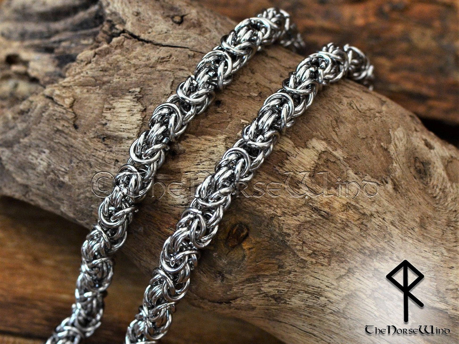 Viking Necklace Solid Byzantine Chain 7mm, Premium Quality Stainless Steel - TheNorseWind