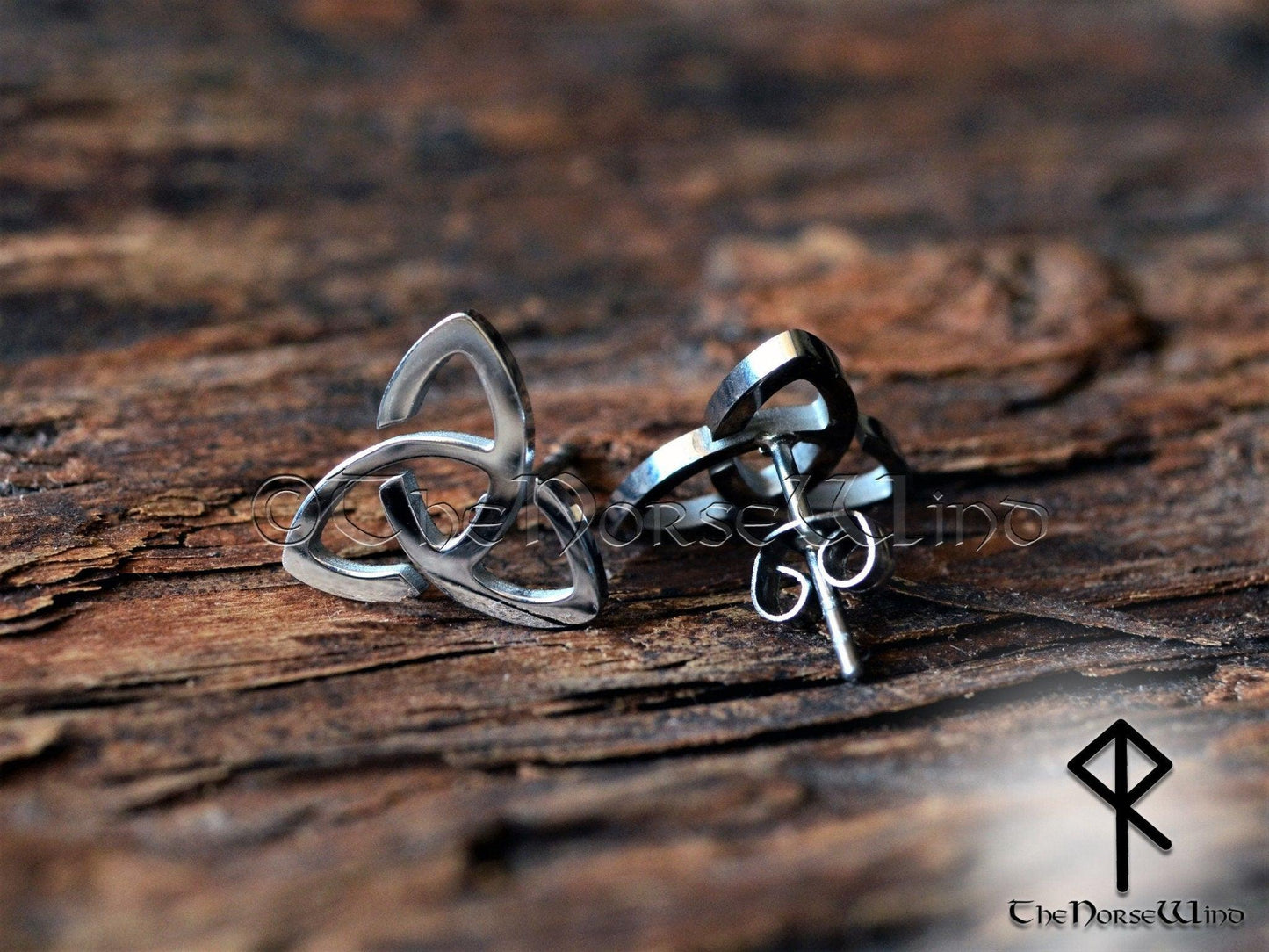 Triquetra Earrings - Celtic Knot Viking Studs, 316L Stainless Steel - TheNorseWind