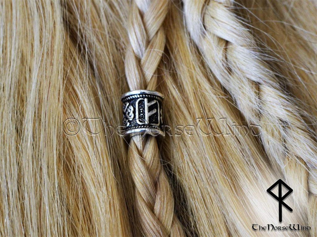 Viking Beard Beads Futhark Runes Hair Ring - TheNorseWind