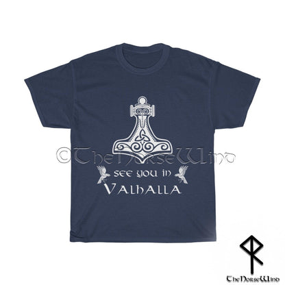 Thor's Hammer T-Shirt Viking Mjolnir Tee < See You in Valhalla > S - 5XL - TheNorseWind