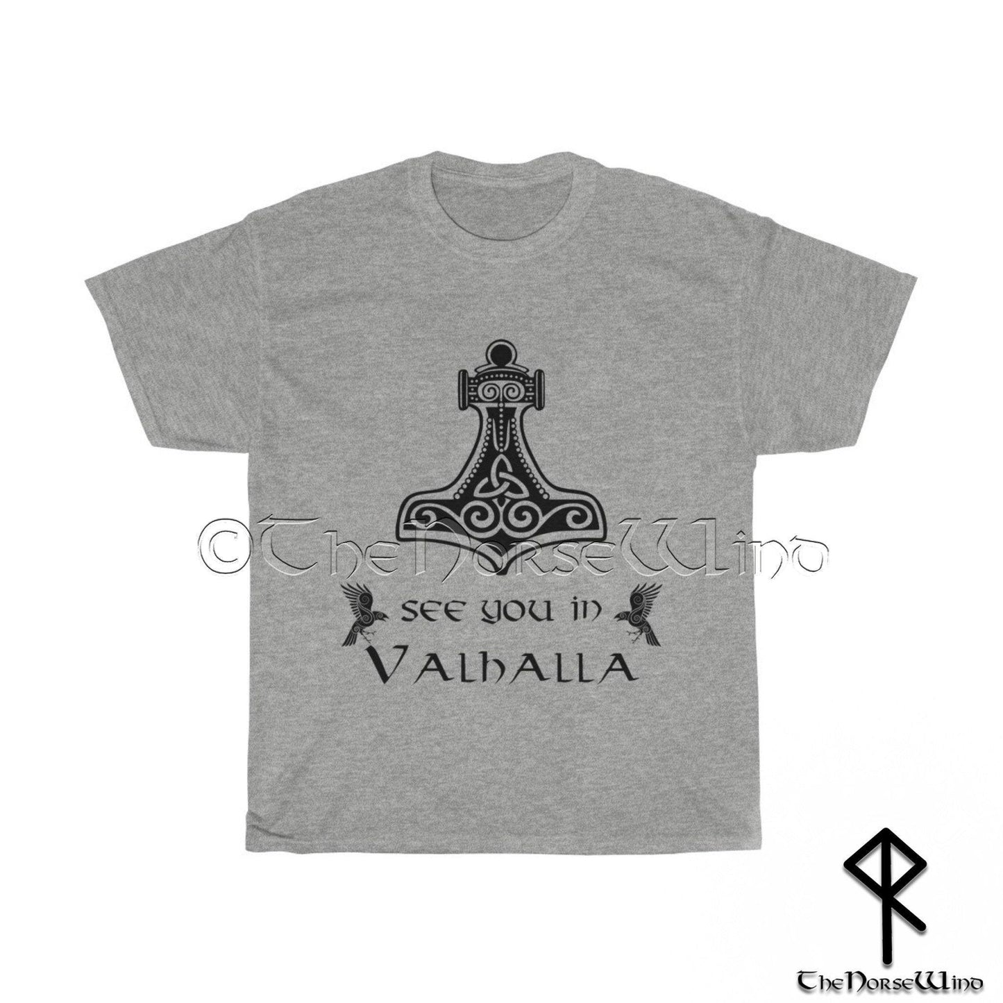 Thor's Hammer T-Shirt Viking Mjolnir Tee < See You in Valhalla > S - 5XL - TheNorseWind