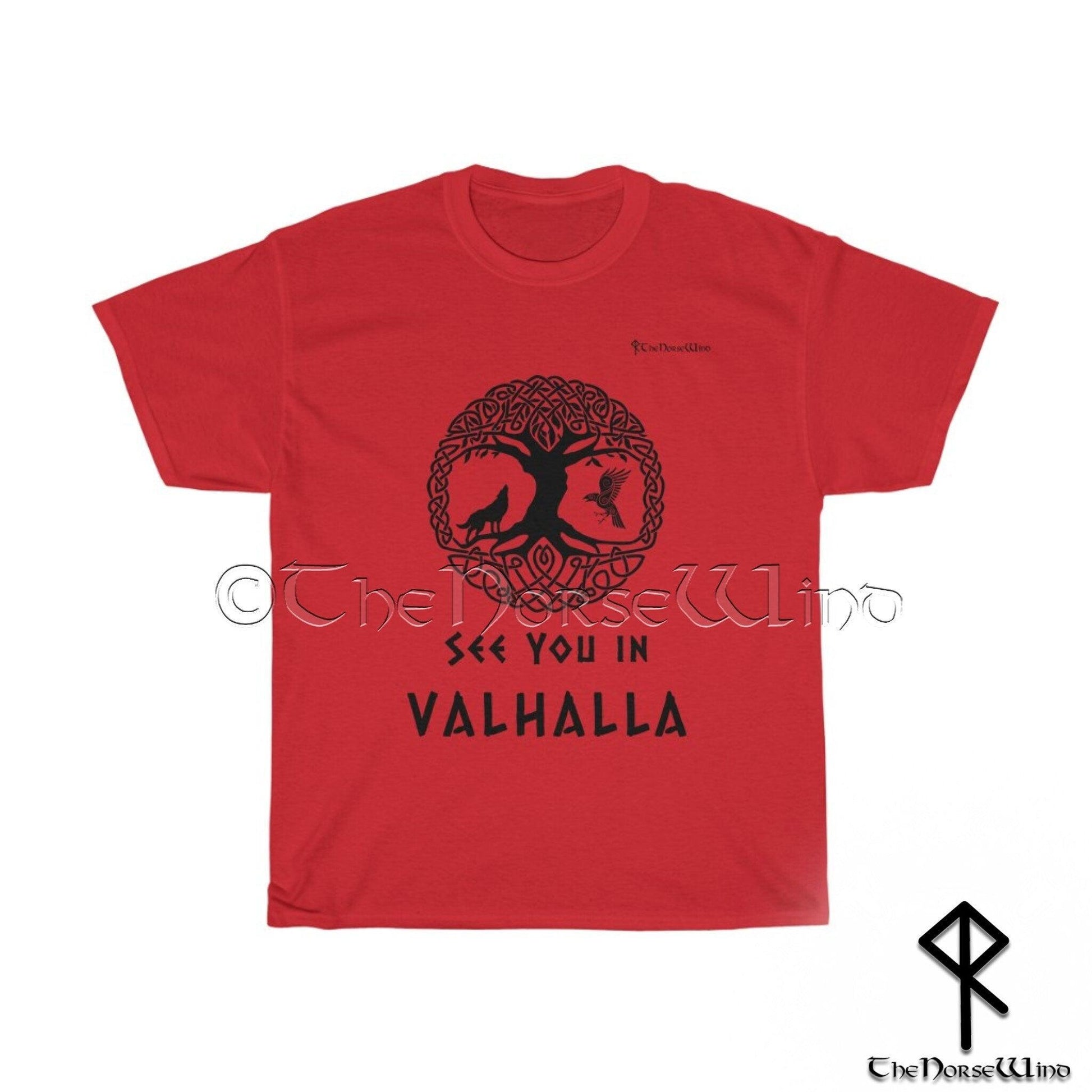 VALHALLA Viking T-Shirt with Yggdrasil Celtic Tree of Life, Unisex S - 5XL - TheNorseWind
