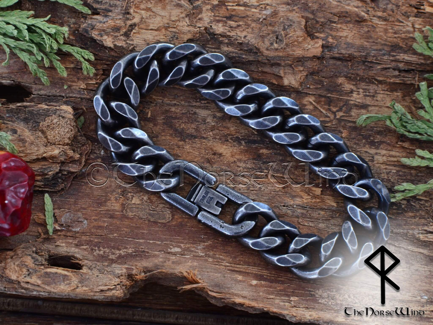 Solid Cuban Link Chain Bracelet 13mm, Gunmetal Stainless Steel
