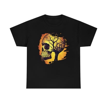 Wikinger-Schädel-T-Shirt, keltischer Yggdrasil-Baum im Feuer, cooles Wikinger-Shirt, Unisex-Motorrad-T-Shirt 