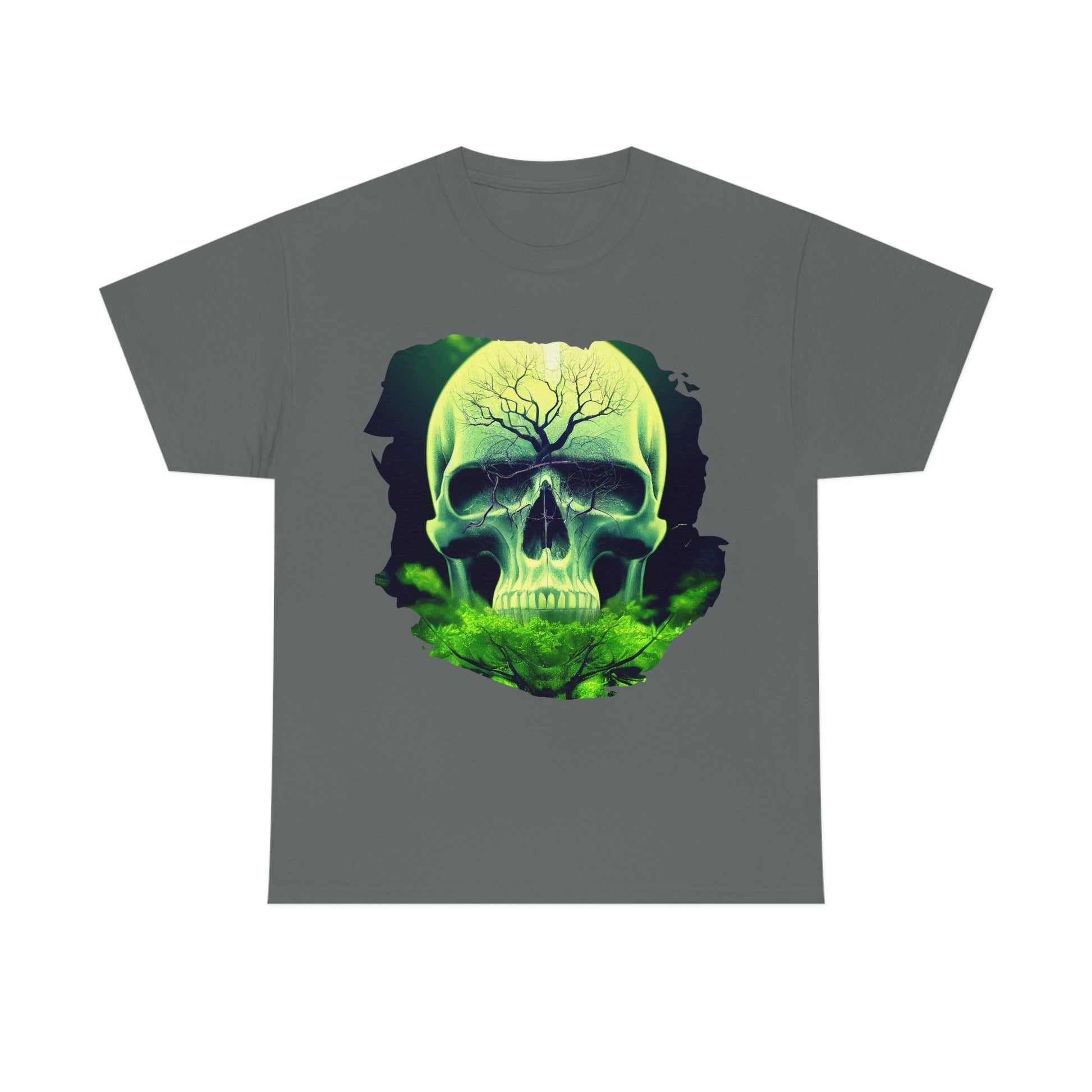 Yggdrasil Green Skull T-Shirt, Cool Viking Shirt, Unisex Graphic Tee
