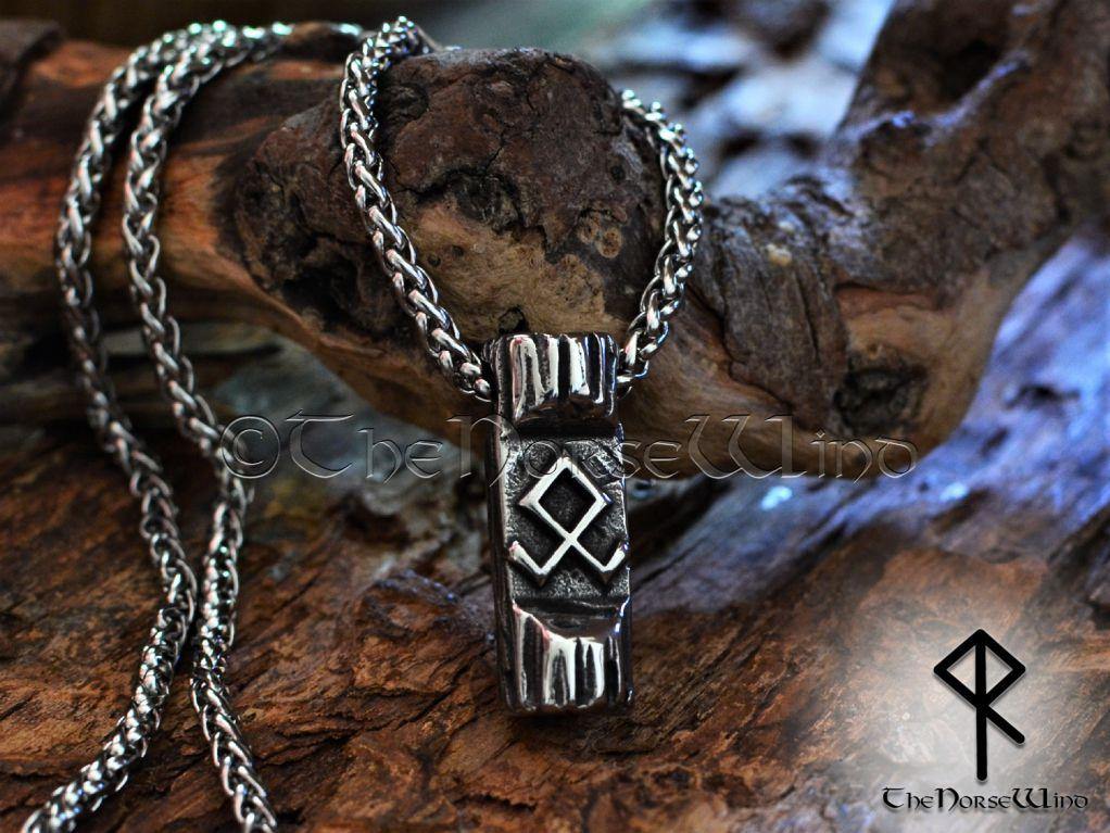 Othala Viking Necklace, Norse Odal Rune Steel Pendant - TheNorseWind ...