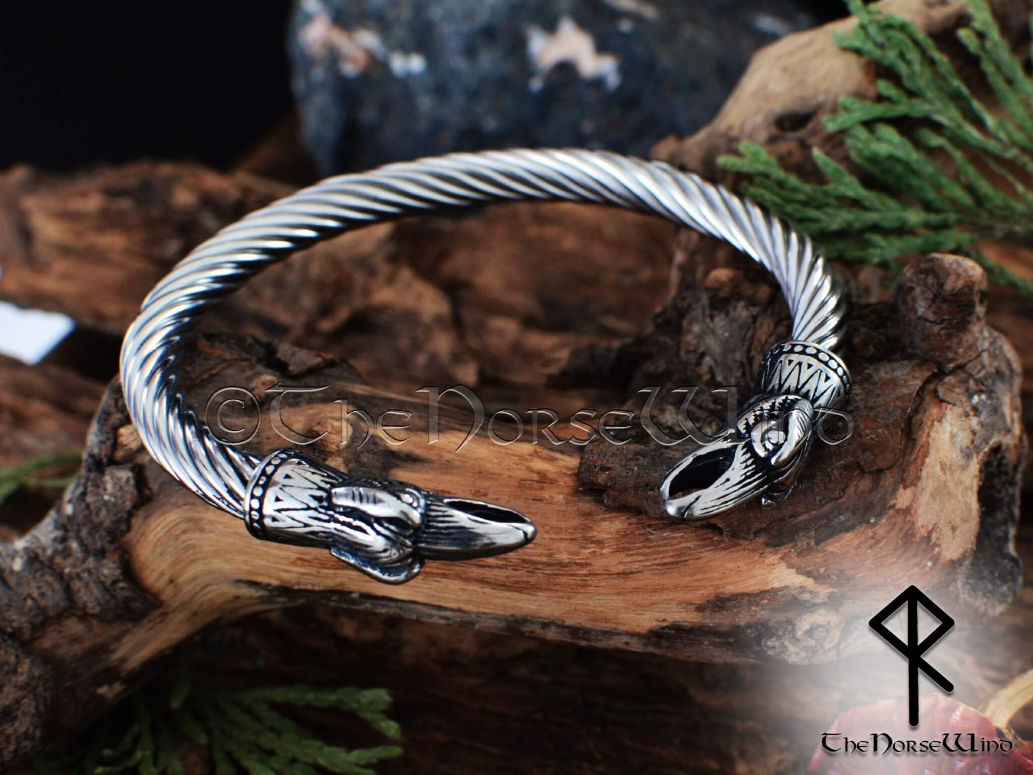 norse viking bracelet odins ravens silver arm ring raven head cuff thenorsewind