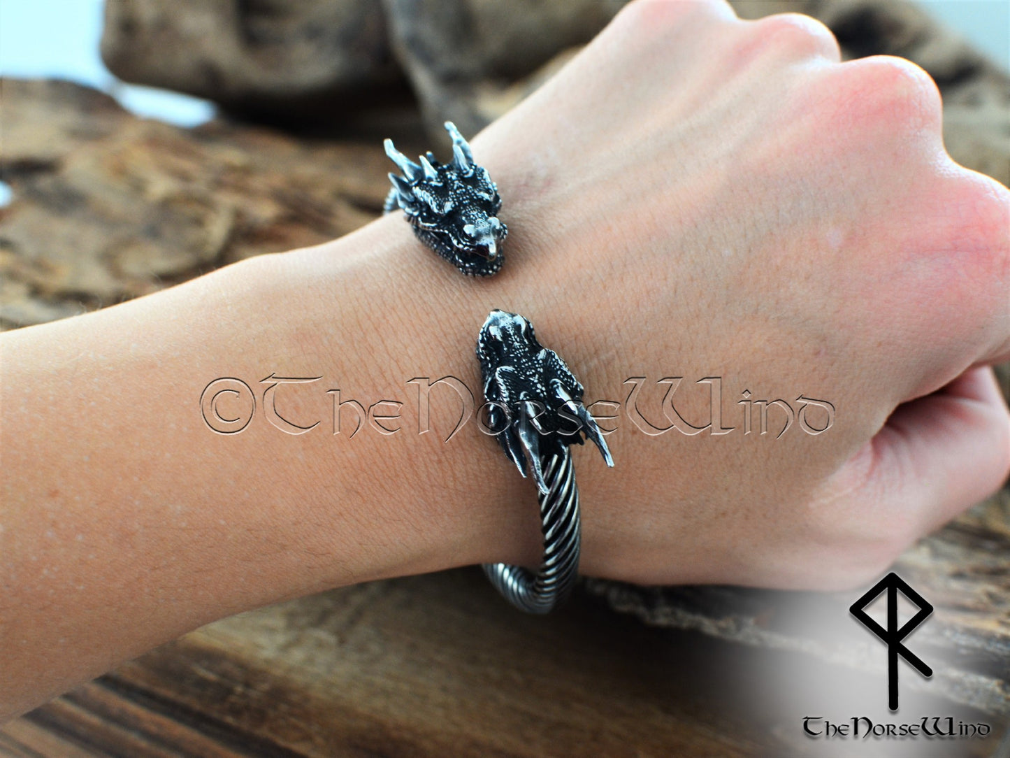Wikinger-Drachen-Armband, Armring aus Nidhogg-Stahl
