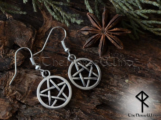 Pentagram Earrings, Witch Jewelry Wicca Earrings, Pagan Pentacle Earrings, Tribal Earrings, Gothic Jewelry, Witchy Gift TheNorseWind