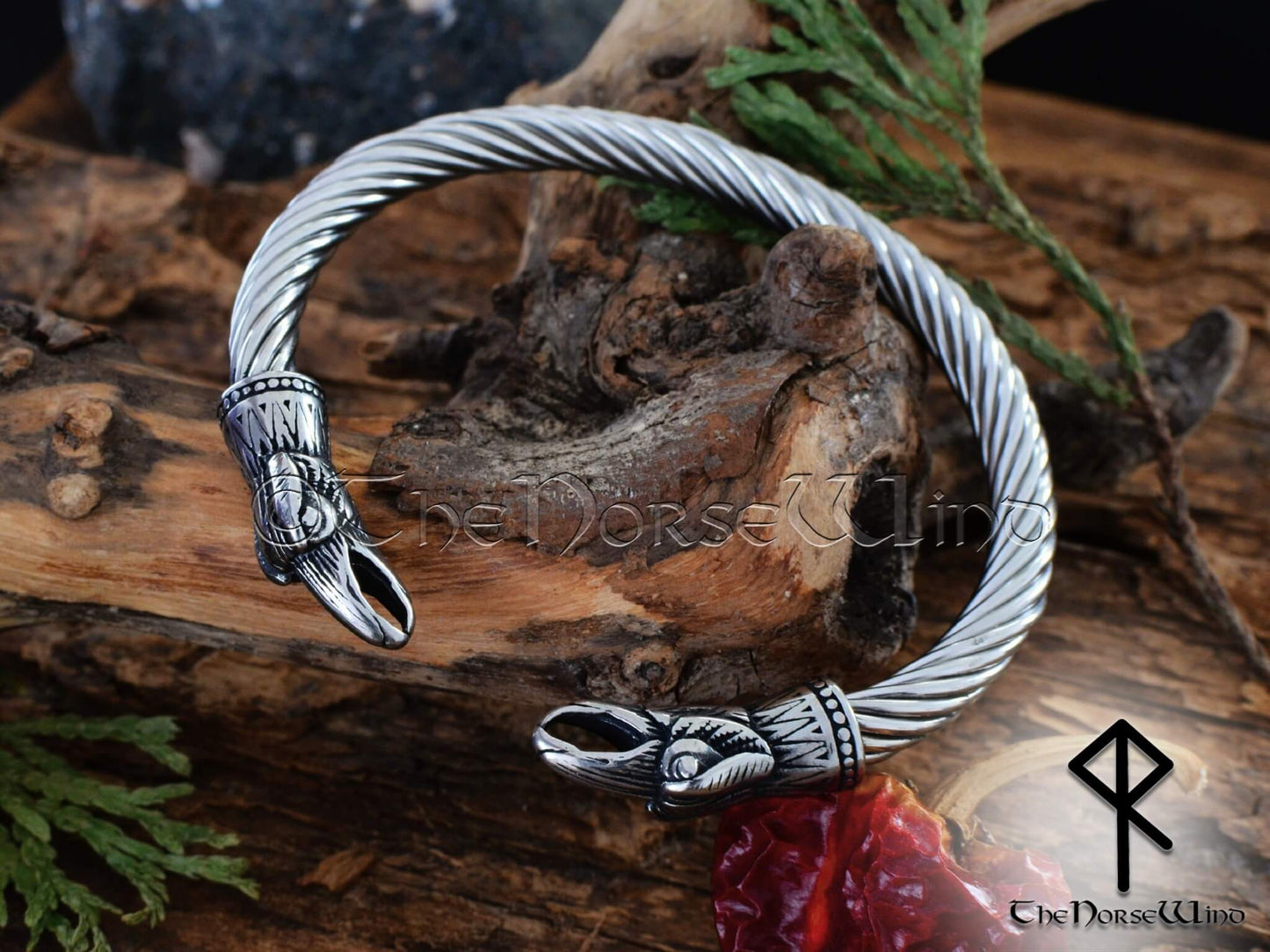 Odin's Ravens Arm Ring, Viking Raven Head Bracelet