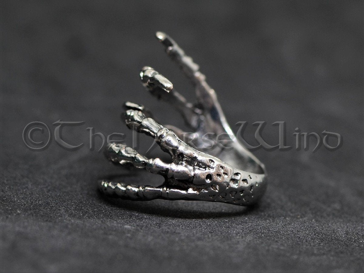 Raven Claw Ring, Viking Crow Ring Odin's Ravens Silver Hugin and Munin TheNorseWind