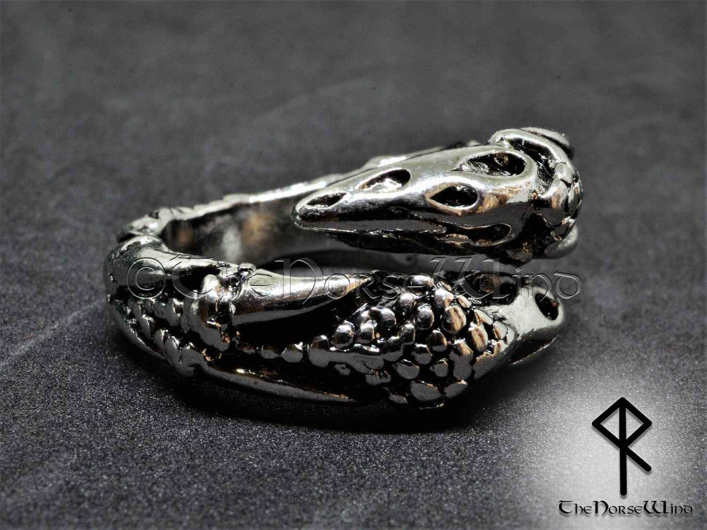 Viking Raven Ring, Hugin and Munin Gothic Crow Ring - The Norse Wind