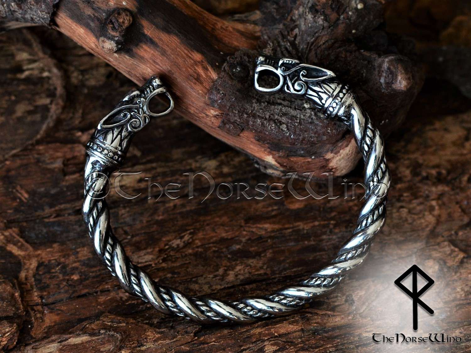 silver viking bracelet fenrir wolf Custom thenorsewind compressed