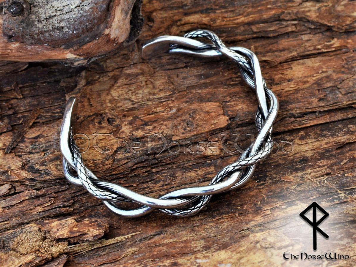 Viking Dragon Skin Bracelet Twisted Arm Ring - 925 Sterling Silver - TheNorseWind