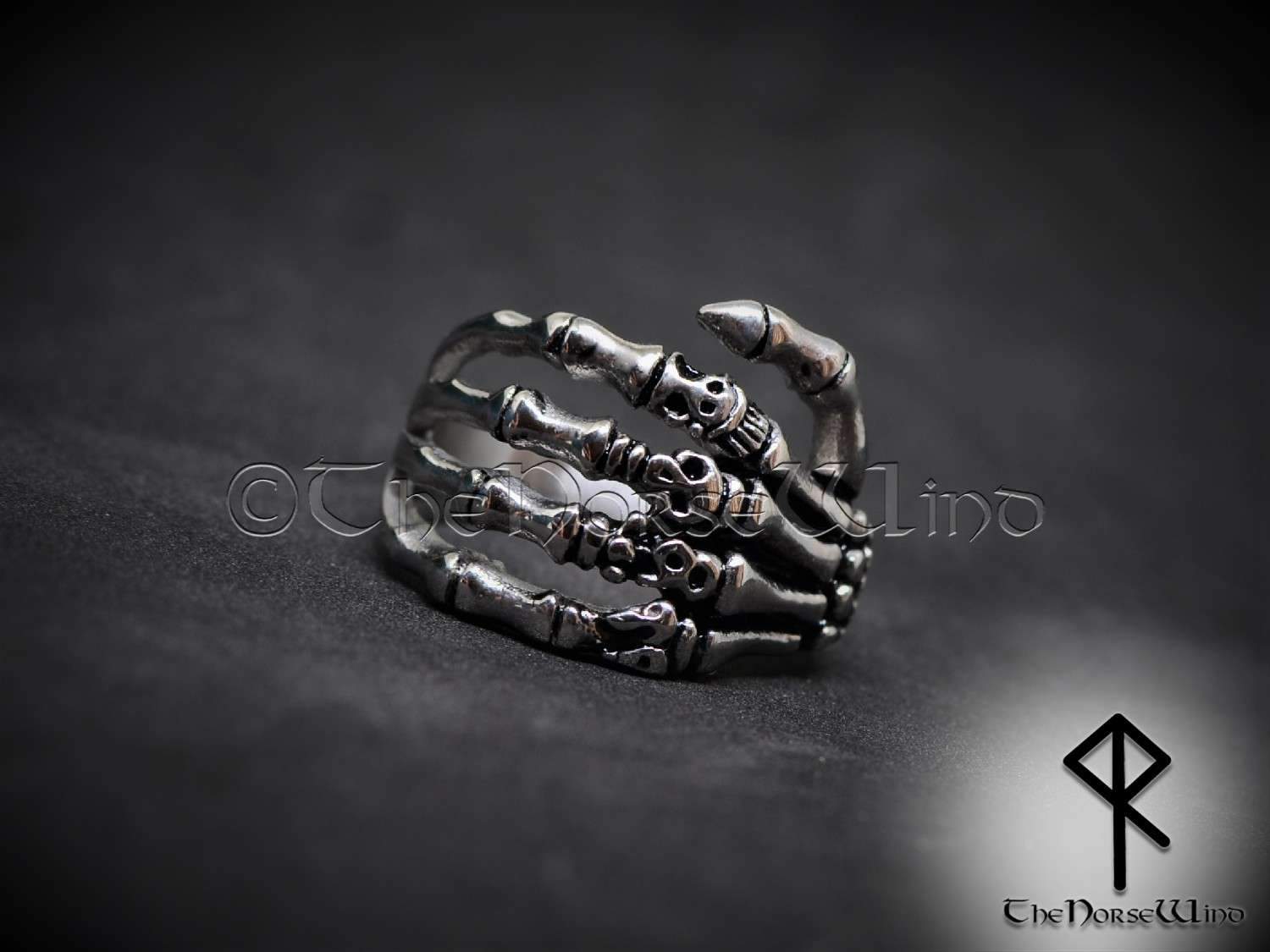Gothic Skull Ring Skeleton Hand Stainless Steel - TheNorseWind