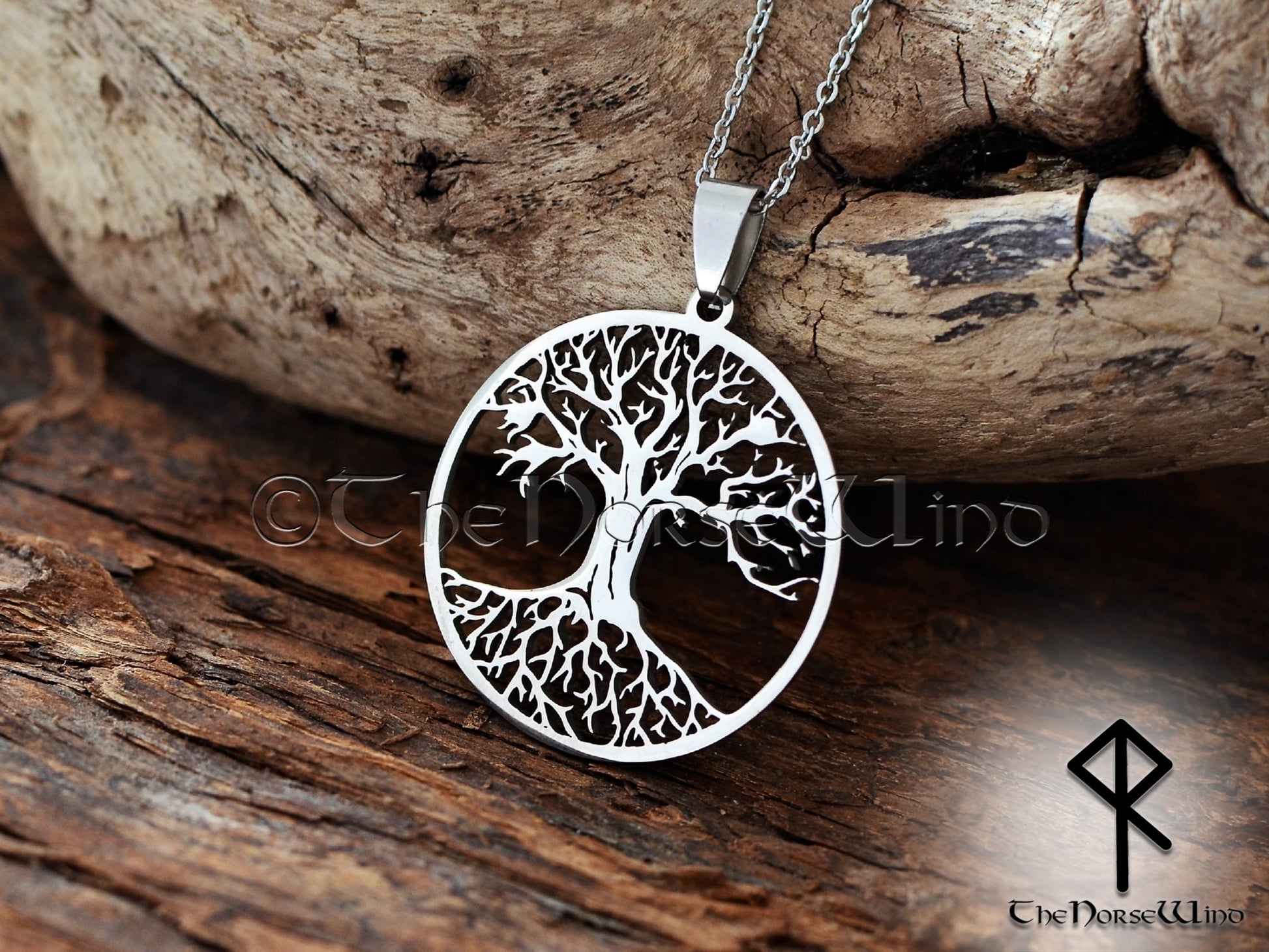 Silver Yggdrasil Necklace, Viking Pendant, Celtic Tree of Life Amulet
