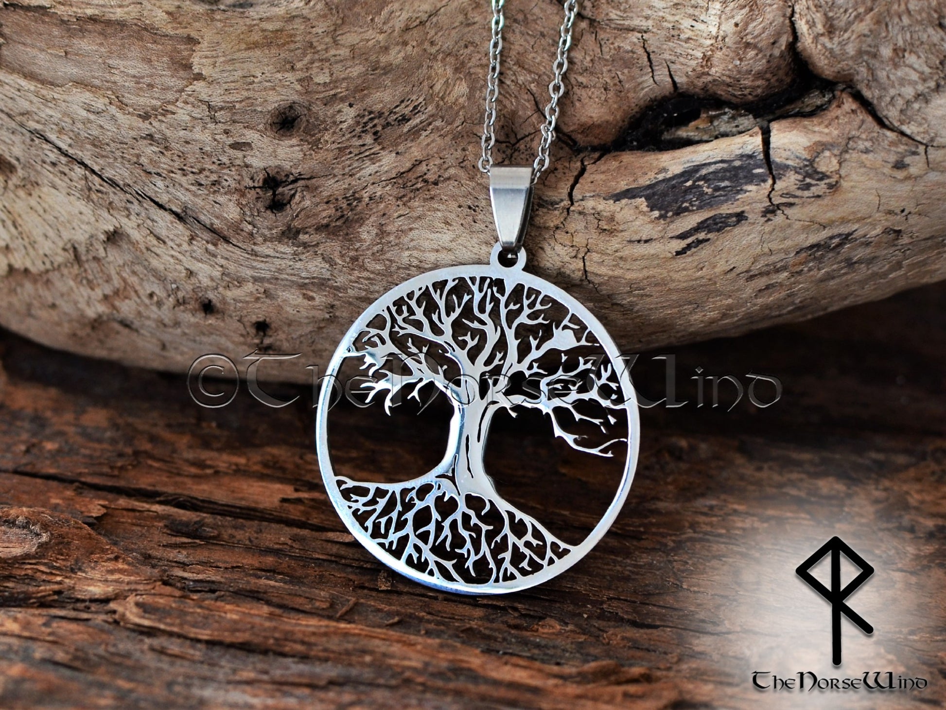 Silver Yggdrasil Necklace, Viking Pendant, Celtic Tree of Life Amulet