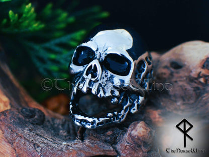 Skull Ring, Viking Draugr Gothic Skull Men's Ring, US 7-13, Solid Stainless Steel