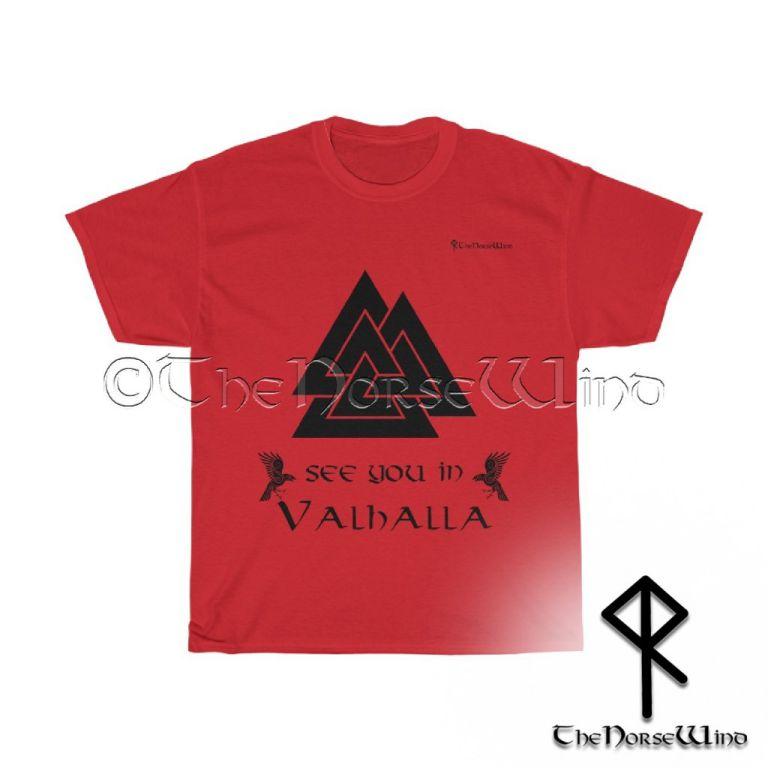 Vikings T-Shirt Valknut - See You In Valhalla Tee Unisex S-5XL / Black Print - TheNorseWind