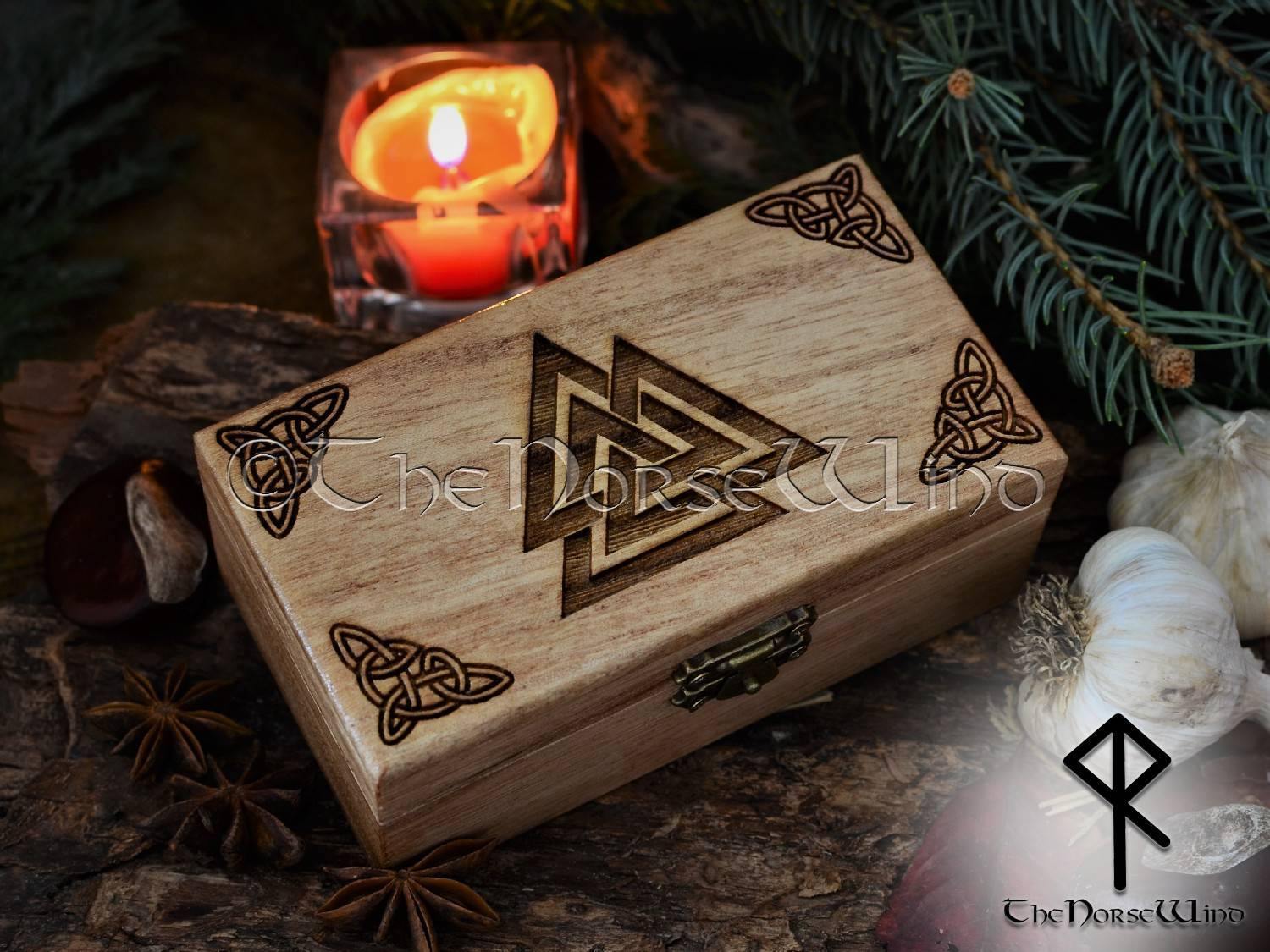 Valknut Box, Viking Decor Norse Runes / Tarot Box, Viking Altar - TheNorseWind