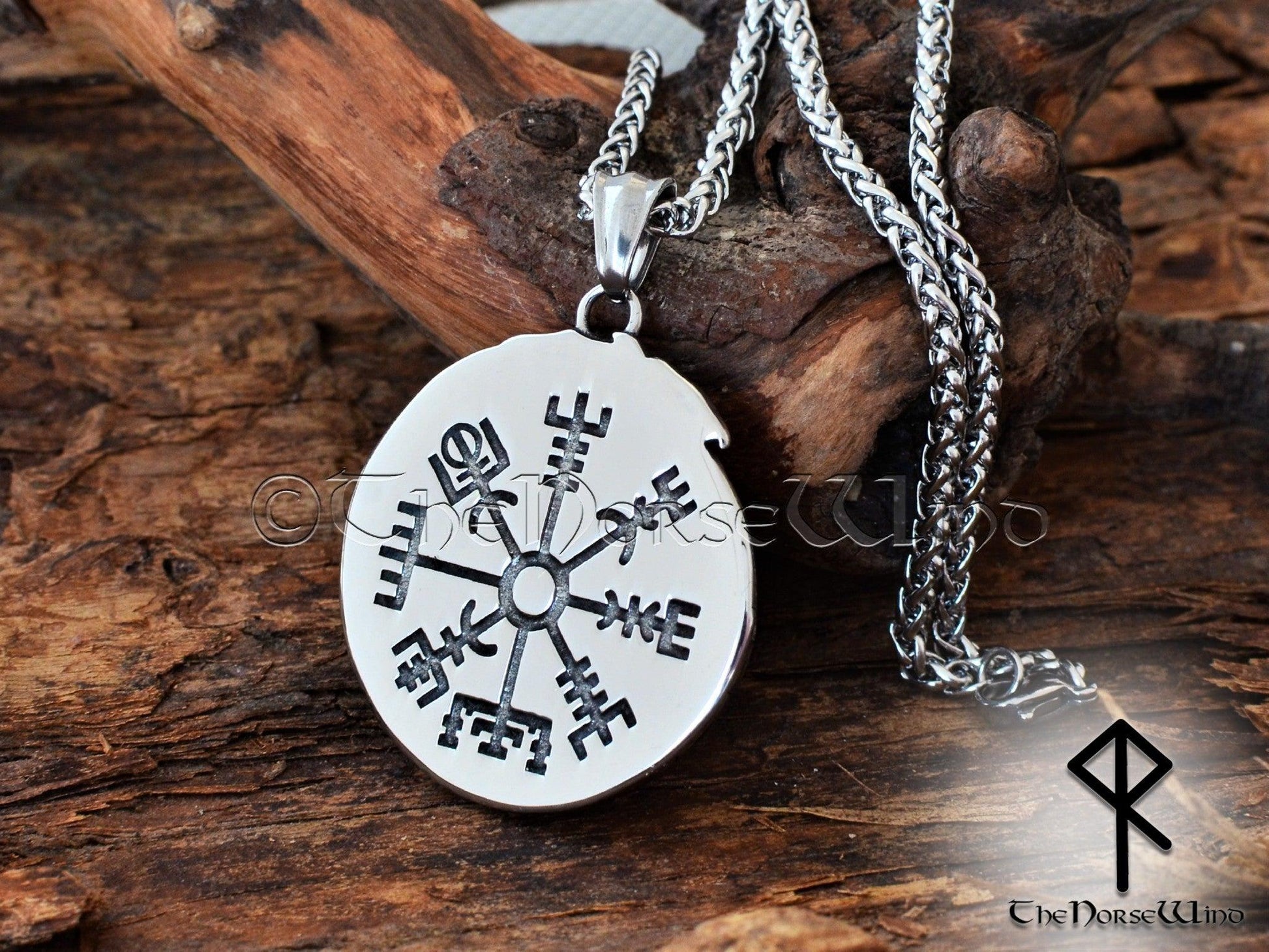 Valknut Necklace Viking Compass Midgard Serpent Pendant