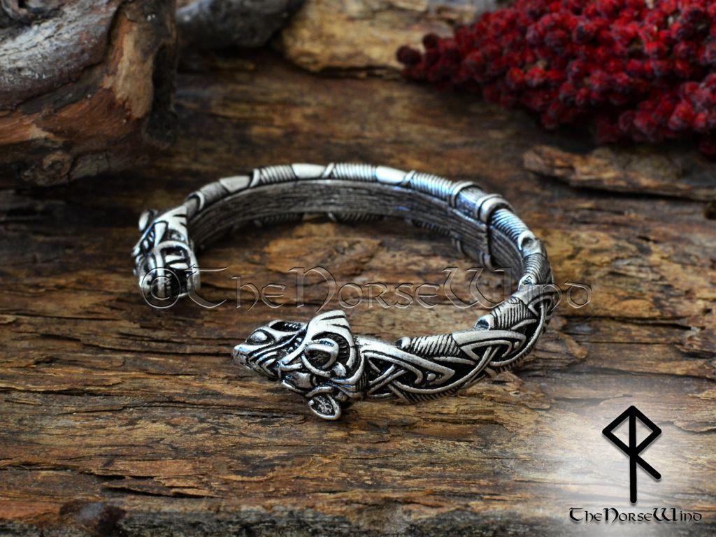 Viking Fenrir Wolf Bracelet Celtic Knots Arm Ring - TheNorseWind